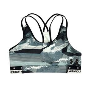 Under Armour Girls' HeatGear Crossback Black Green Unlined Sports Bra Youth XL